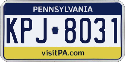 PA license plate KPJ8031