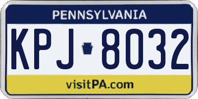 PA license plate KPJ8032