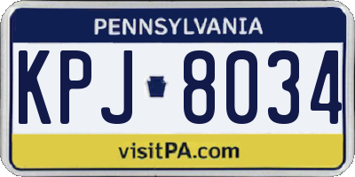 PA license plate KPJ8034