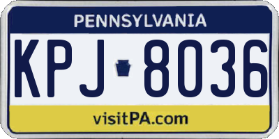 PA license plate KPJ8036