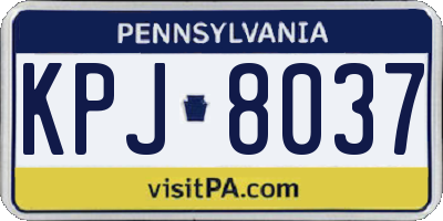 PA license plate KPJ8037