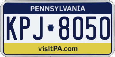 PA license plate KPJ8050