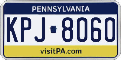 PA license plate KPJ8060