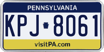 PA license plate KPJ8061