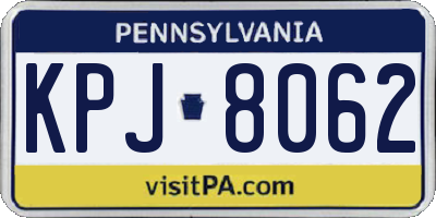 PA license plate KPJ8062