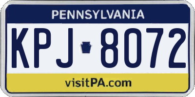 PA license plate KPJ8072