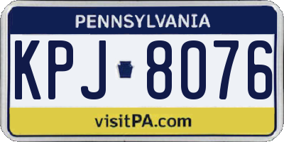 PA license plate KPJ8076