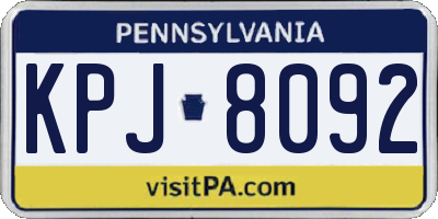 PA license plate KPJ8092