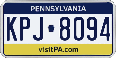 PA license plate KPJ8094