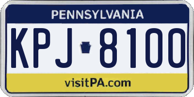 PA license plate KPJ8100