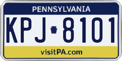 PA license plate KPJ8101