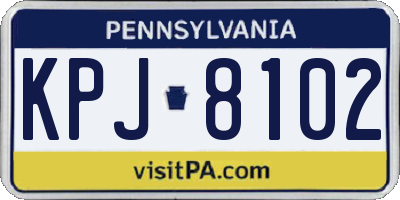 PA license plate KPJ8102