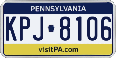 PA license plate KPJ8106