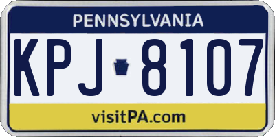 PA license plate KPJ8107