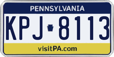 PA license plate KPJ8113