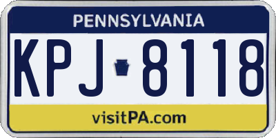 PA license plate KPJ8118