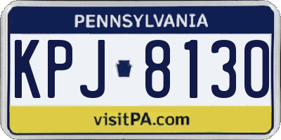PA license plate KPJ8130