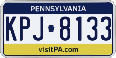 PA license plate KPJ8133