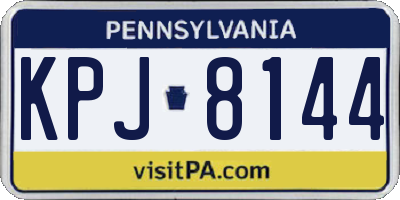 PA license plate KPJ8144