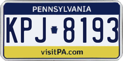 PA license plate KPJ8193