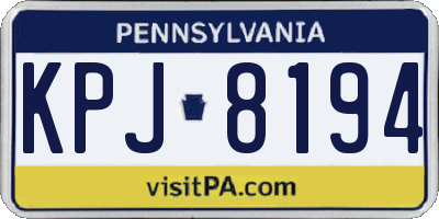 PA license plate KPJ8194