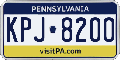 PA license plate KPJ8200