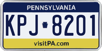 PA license plate KPJ8201