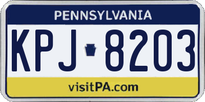 PA license plate KPJ8203