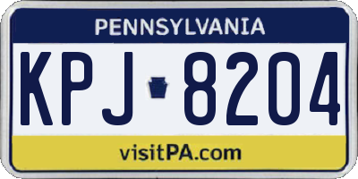PA license plate KPJ8204