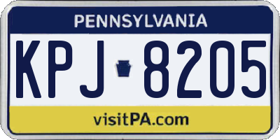 PA license plate KPJ8205