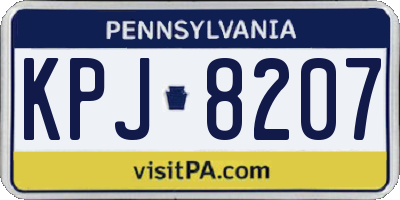 PA license plate KPJ8207