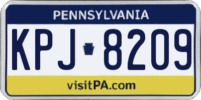 PA license plate KPJ8209