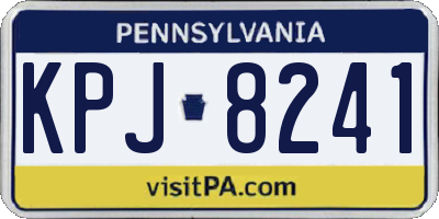 PA license plate KPJ8241