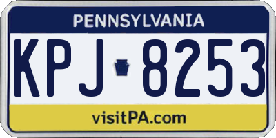 PA license plate KPJ8253
