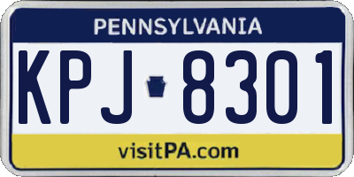 PA license plate KPJ8301