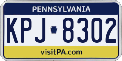 PA license plate KPJ8302