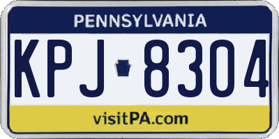 PA license plate KPJ8304