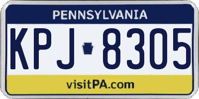 PA license plate KPJ8305