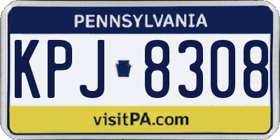 PA license plate KPJ8308
