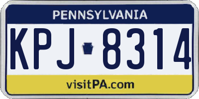 PA license plate KPJ8314