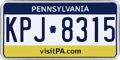PA license plate KPJ8315