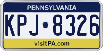 PA license plate KPJ8326