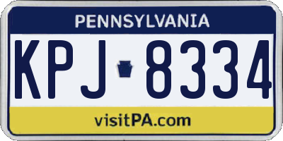 PA license plate KPJ8334