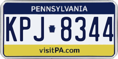 PA license plate KPJ8344