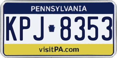 PA license plate KPJ8353