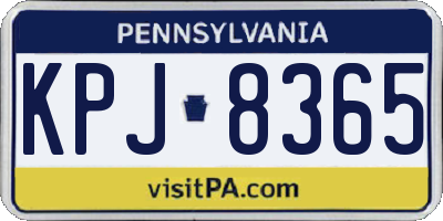 PA license plate KPJ8365