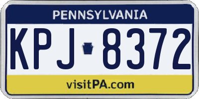 PA license plate KPJ8372