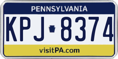 PA license plate KPJ8374
