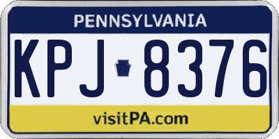 PA license plate KPJ8376