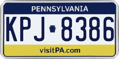 PA license plate KPJ8386